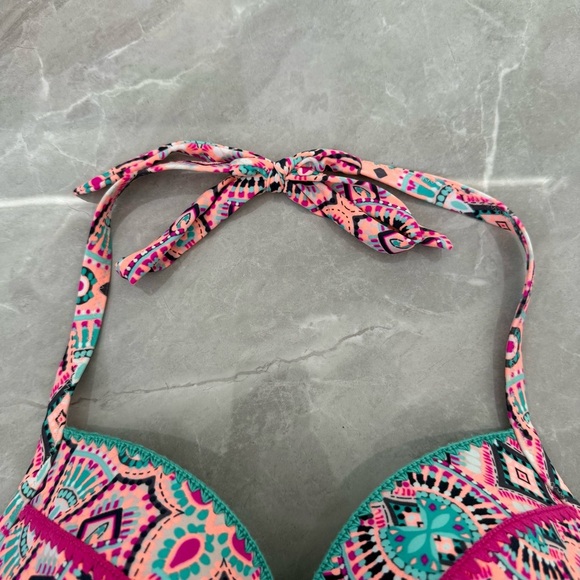 Women’s Shade & Shore Light Lift Push Up Halter Tassel Bikini Swimsuit Top 34DD - Picture 5 of 16